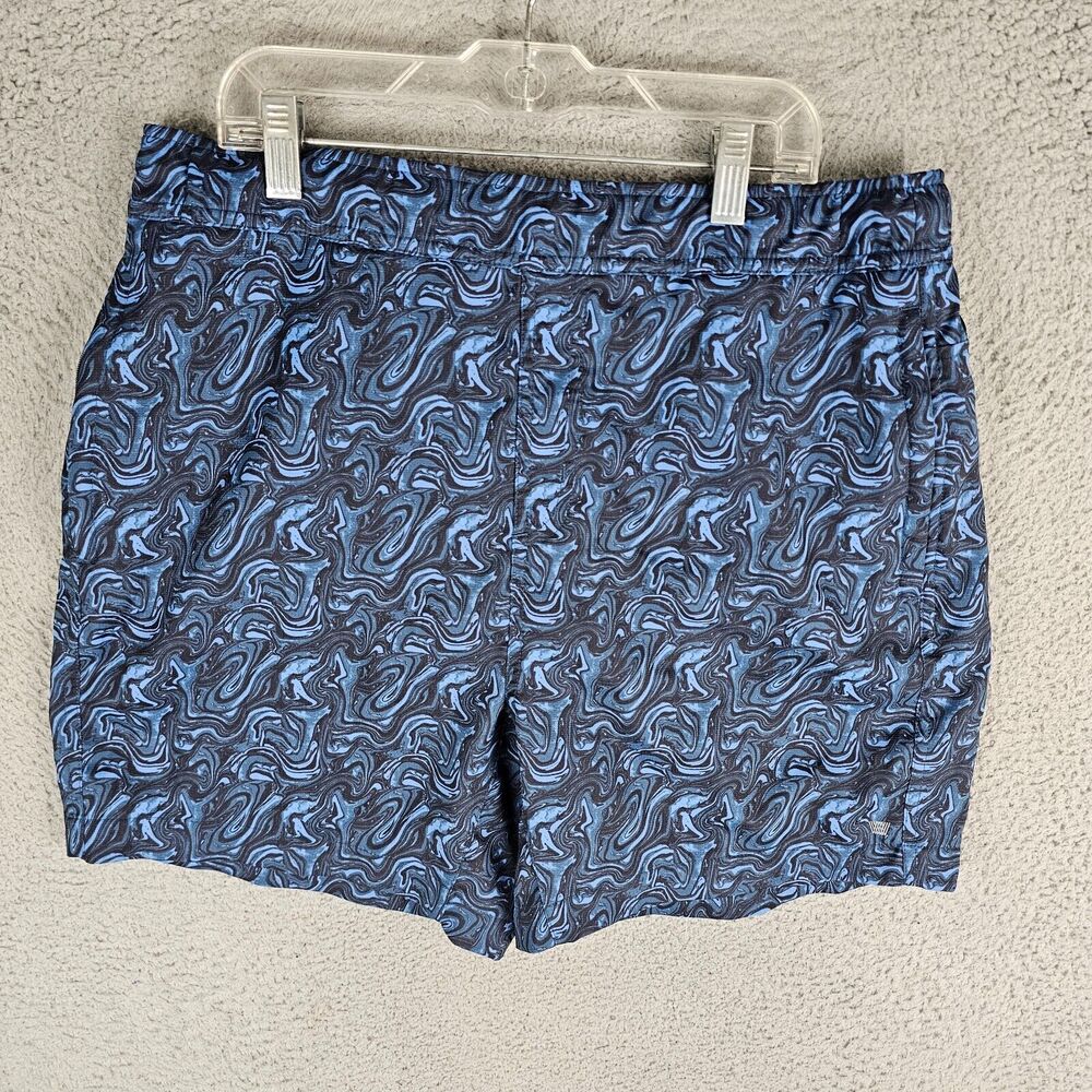 MACK WELDON Blue Lined 6" Swim Trunks Shorts Large L‎ Zip Pockets